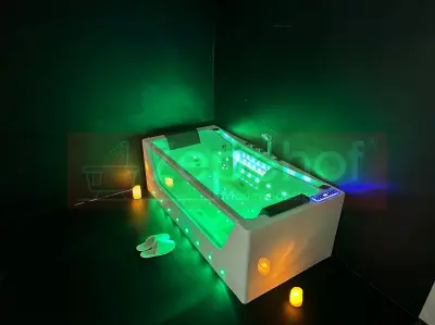 Wanna z hydromasażem C-477-170 prostokątna 170cmx85cmx58cm WODOSPAD+STRUMYK LED chromoterapia z podgrzewaczem