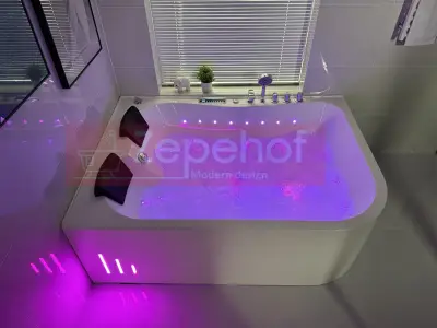 Wanna z hydromasażem LS-7001 PRAWA prostokątna 170cmx120cmx56cm 2-osobowa chromoterapia z podgrzewaczem
