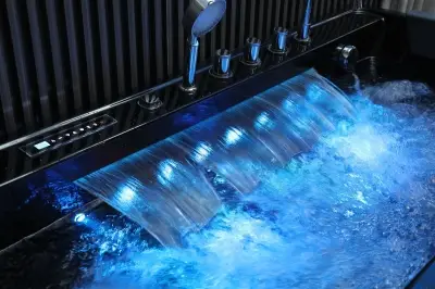 Czarna Wanna z hydromasażem EB-D710 prostokątna 170cmx80cmx60cm z podgrzewaczem+pilot