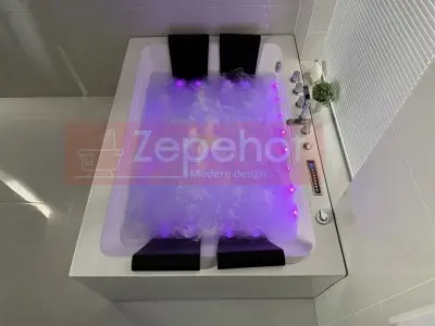Wanna z hydromasażem C-505 2+2 prostokątna 170cmx120cmx59cm WODOSPAD chromoterapia
