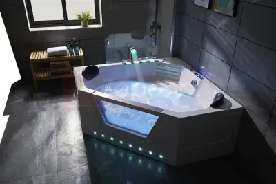 Wanna z hydromasażem LS-6025 narożna 150cmx150cmx59cm chromoterapia podgrzewacz