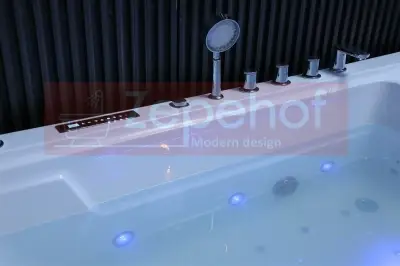 Wanna z hydromasażem EB-D874 prostokątna 184cmx120cmx68cm 2 osobowa, WODOSPADY, MASAŻ KARKU, PILOT