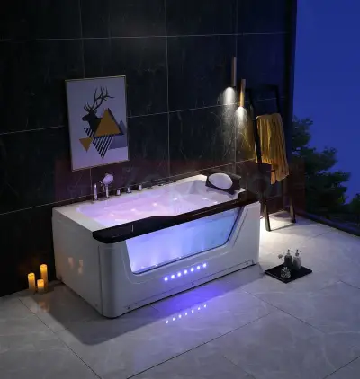 Wanna z hydromasażem EB-002 prostokątna LEWA 170cmx90cmx68cm z podgrzewaczem+pilot