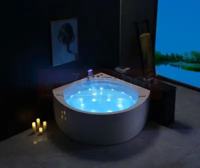 Wanna z hydromasażem EB-8005 narożna 150cmx150cmx64cm Wodospad z podgrzewaczem+pilot