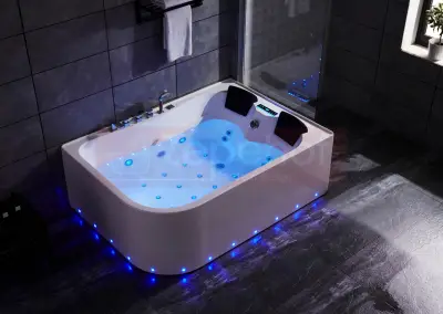 Wanna z hydromasażem LS-7001 LEWA prostokątna 170cmx120cmx56cm 2 osobowa chromoterapia z podgrzewaczem