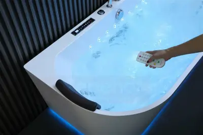 Wanna z hydromasażem EB-802 B prostokątna 150cmx75cmx60cm DYSZE OBROTOWE, PILOT