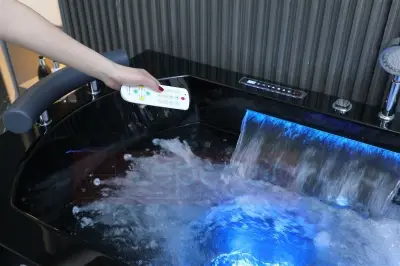 Czarna Wanna z hydromasażem EB-869 prostokątna 180cmx88cmx65cm MASAŻ DŁONI HIT!