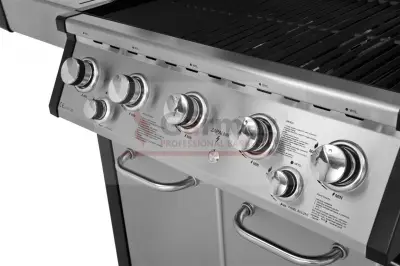 Grill gazowy Garmaz Premium Line MOC 24kW 6+1 palników + opiekacz + rożen elektryczny M61A65-SB-BB pokrętła LED