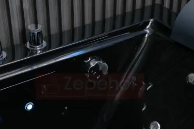 Czarna Wanna z hydromasażem BC-602 prostokątna 180cmx90cmx66cm DYSZE OBROTOWE, MASAŻ KARKU, WODOSPADY, PILOT
