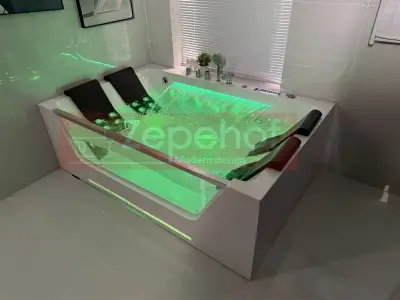 Wanna z hydromasażem C-509 2+2 prostokątna 180cmx120cmx59cm WODOSPAD chromoterapia