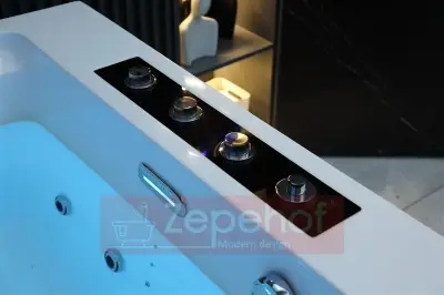 Wanna z hydromasażem EB-D873 PRAWA prostokątna 185cmx120cmx65cm 2 DYSZE OBROTOWE, MASAŻ KARKU, WODOSPADY, PILOT