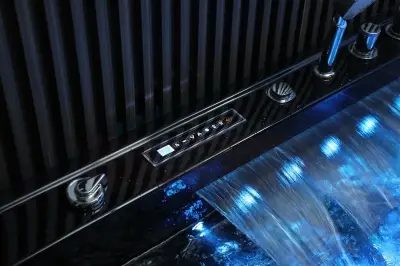 Czarna Wanna z hydromasażem EB-D710 prostokątna 170cmx80cmx60cm z podgrzewaczem+pilot