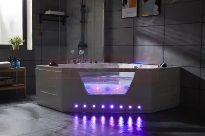 Wanna z hydromasażem LS-6025 narożna 150cmx150cmx59cm chromoterapia podgrzewacz
