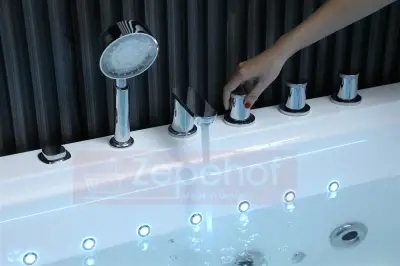Wanna z hydromasażem BC-602 prostokątna 180cmx90cmx66cm DYSZE OBROTOWE, MASAŻ KARKU, WODOSPADY, PILOT