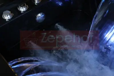 Czarna wanna z hydromasażem EB-D034 prostokątna 187cmx90cmx75cm Wodospad LED x 2+Ambiente z podgrzewaczem+pilot