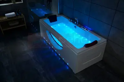 Wanna z hydromasażem LS-5010 prostokątna 180cmx80cmx57cm chromoterapia z podgrzewaczem