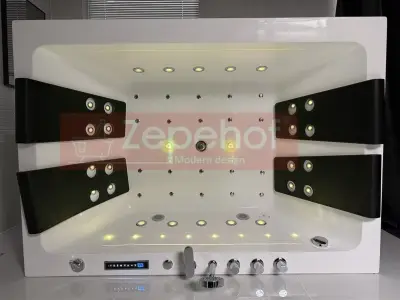 Wanna z hydromasażem C-505 2+2 prostokątna 170cmx120cmx59cm WODOSPAD chromoterapia