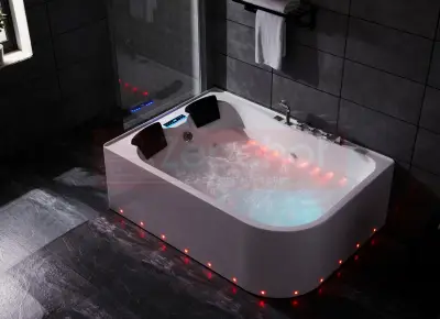 Wanna z hydromasażem LS-7001 PRAWA prostokątna 170cmx120cmx56cm 2-osobowa chromoterapia z podgrzewaczem