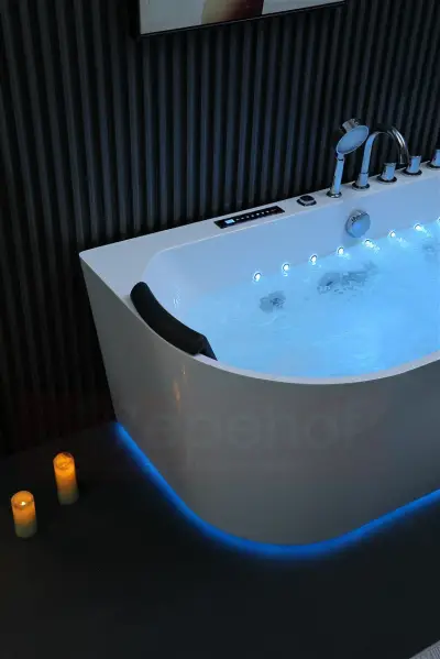Wanna z hydromasażem EB-802 B prostokątna 150cmx75cmx60cm DYSZE OBROTOWE, PILOT