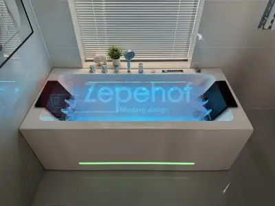 Wanna z hydromasażem CL-3251 prostokątna 170cmx80cmx58cm chromoterapia z podgrzewaczem