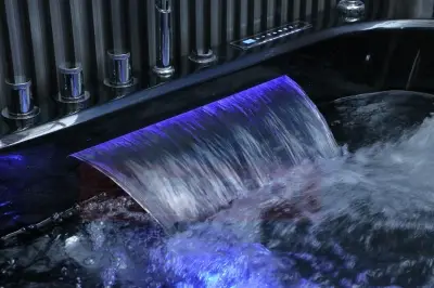 Wirujące dysze czarna Wanna z hydromasażem EG-015 narożna 150cmx150cmx65cm spadające SOPLE LEDowe HIT!