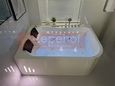 Wanna z hydromasażem LS-7001 PRAWA prostokątna 170cmx120cmx56cm 2-osobowa chromoterapia z podgrzewaczem