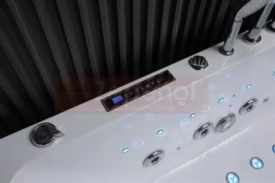 Wanna z hydromasażem EB-802 prostokątna 150cmx75cmx61cm DYSZE OBROTOWE, WODOSPADY, PILOT