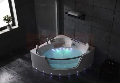 Wanna z hydromasażem LS-3320 narożna 140cmx140cmx59cm chromoterapia z podgrzewaczem