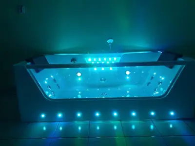 Wanna z hydromasażem C-477-170 prostokątna 170cmx85cmx58cm WODOSPAD+STRUMYK LED chromoterapia z podgrzewaczem