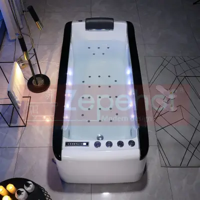Wanna z hydromasażem EB-D034 prostokątna 187cmx90cmx75cm Wodospad LED x 2+Ambiente z podgrzewaczem+pilot