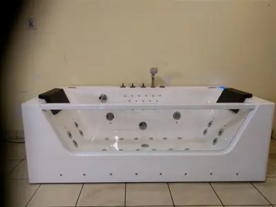Wanna z hydromasażem C-477-160 prostokątna 160cmx85cmx58cm WODOSPAD+STRUMYK LED chromoterapia z podgrzewaczem