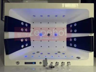 Wanna z hydromasażem C-505 2+2 prostokątna 170cmx120cmx59cm WODOSPAD chromoterapia