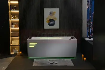 Dysze obrotowe Wanna z hydromasażem EB-033 prostokątna 170cmx90cmx60cm Wodospad +Ambiente z podgrzewaczem+pilot