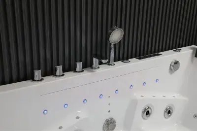 Wirujące dysze Wanna z hydromasażem EB-100 prostokątna 180cmx120cmx66cm Wodospad LED x 2+Ambiente z podgrzewaczem+pilot