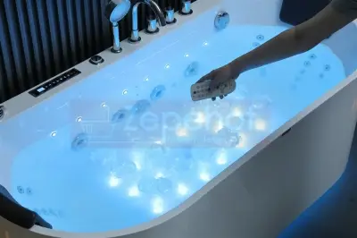Wanna z hydromasażem EB-802 prostokątna 170cmx80cmx61cm DYSZE OBROTOWE, WODOSPADY, PILOT