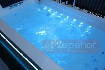 Wanna z hydromasażem EB-D871 prostokątna 180cmx100cmx65cm DYSZE OBROTOWE, MASAŻ KARKU, WODOSPADY, PILOT