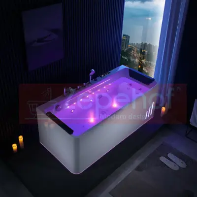 Wanna z hydromasażem EB-414 prostokątna 170cmx75cmx62cm z podgrzewaczem+pilot