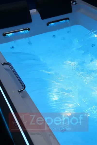 Wanna z hydromasażem EB-D873 PRAWA prostokątna 185cmx120cmx65cm 2 DYSZE OBROTOWE, MASAŻ KARKU, WODOSPADY, PILOT