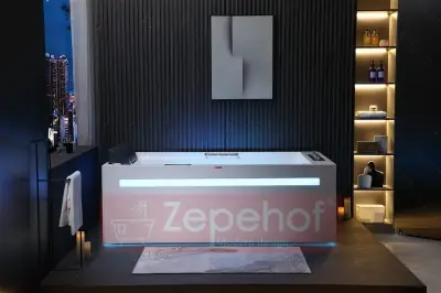 Wanna z hydromasażem EB-D873 PRAWA prostokątna 185cmx120cmx65cm 2 DYSZE OBROTOWE, MASAŻ KARKU, WODOSPADY, PILOT
