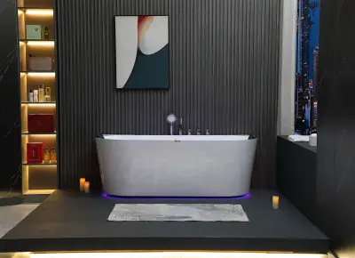 Wanna z hydromasażem EB-802 B prostokątna 150cmx75cmx60cm DYSZE OBROTOWE, PILOT