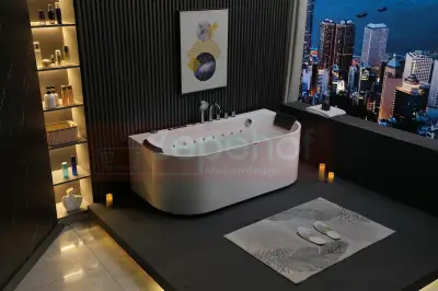 Wanna z hydromasażem EB-802 prostokątna 150cmx75cmx61cm DYSZE OBROTOWE, WODOSPADY, PILOT