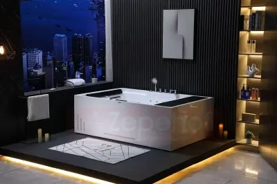 Wanna z hydromasażem EB-D628 L prostokątna 184cmx119cmx62cm 2+2 DYSZE OBROTOWE, MASAŻ KARKU, WODOSPAD, PILOT