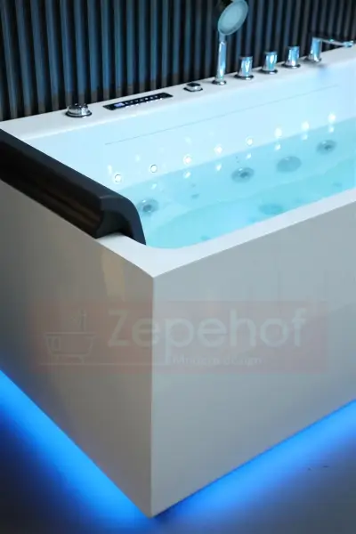 Wanna z hydromasażem EB-185 prostokątna 170cmx85cmx58cm DYSZE OBROTOWE, MASAŻ KARKU, WODOSPADY, PILOT