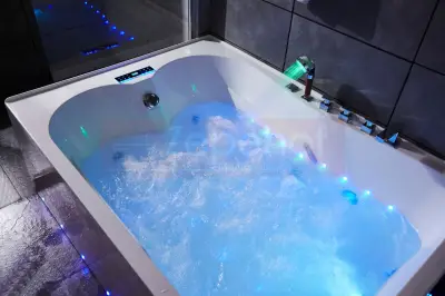 Wanna z hydromasażem LS-7001 PRAWA prostokątna 170cmx120cmx56cm 2-osobowa chromoterapia z podgrzewaczem
