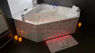 Wanna z hydromasażem C-487 narożna 150cmx150cmx58cm chromoterapia podgrzewacz