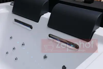 Wanna z hydromasażem EB-D873 LEWA prostokątna 185cmx120cmx65cm 2 DYSZE OBROTOWE, MASAŻ KARKU, WODOSPADY, PILOT