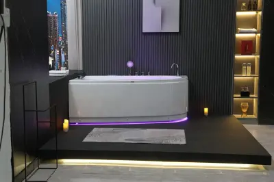 Wanna z hydromasażem EB-101 R PRAWA prostokątna 170cmx101cmx63cm  DYSZE OBROTOWE, PILOT