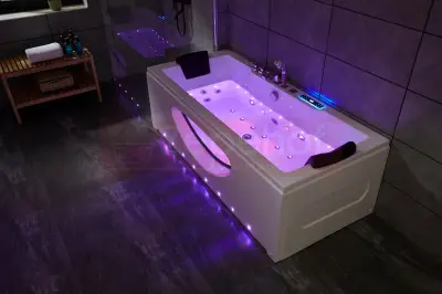 Wanna z hydromasażem LS-5010 prostokątna 180cmx80cmx57cm chromoterapia z podgrzewaczem