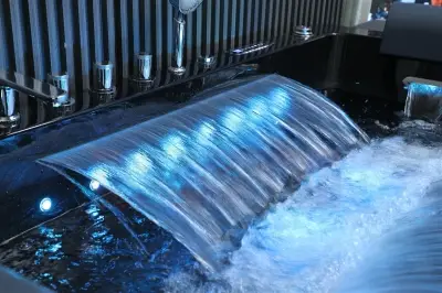 Czarna wanna z hydromasażem EBB-D871 prostokątna 180cmx100cmx65cm DYSZE OBROTOWE, MASAŻ KARKU, WODOSPADY, PILOT