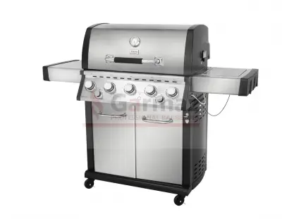 Grill gazowy Garmaz Premium Line MOC 24kW 6+1 palników + opiekacz + rożen elektryczny M61A65-SB-BB pokrętła LED